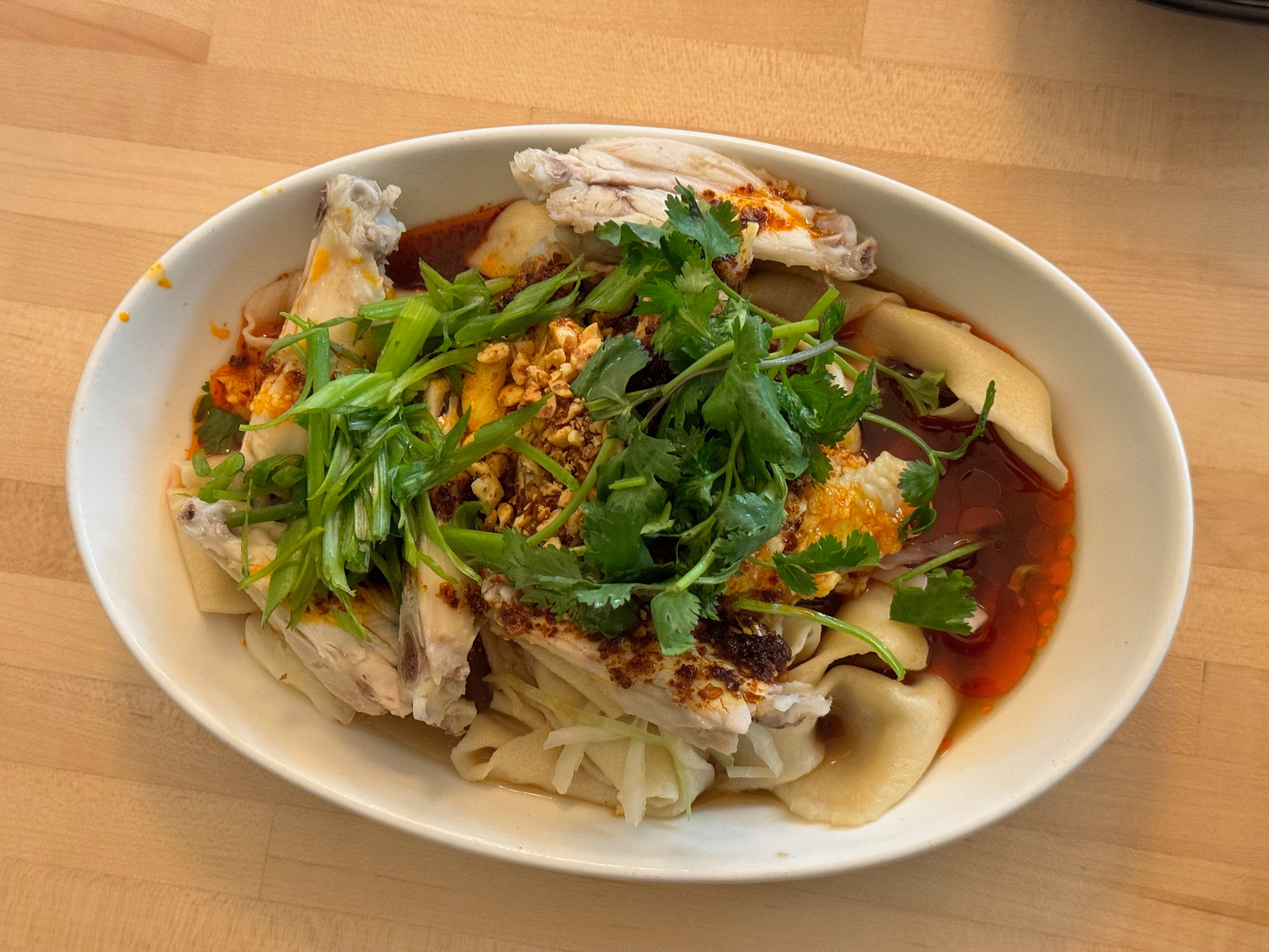 Hearty bowl of Chicken Biang Noodle