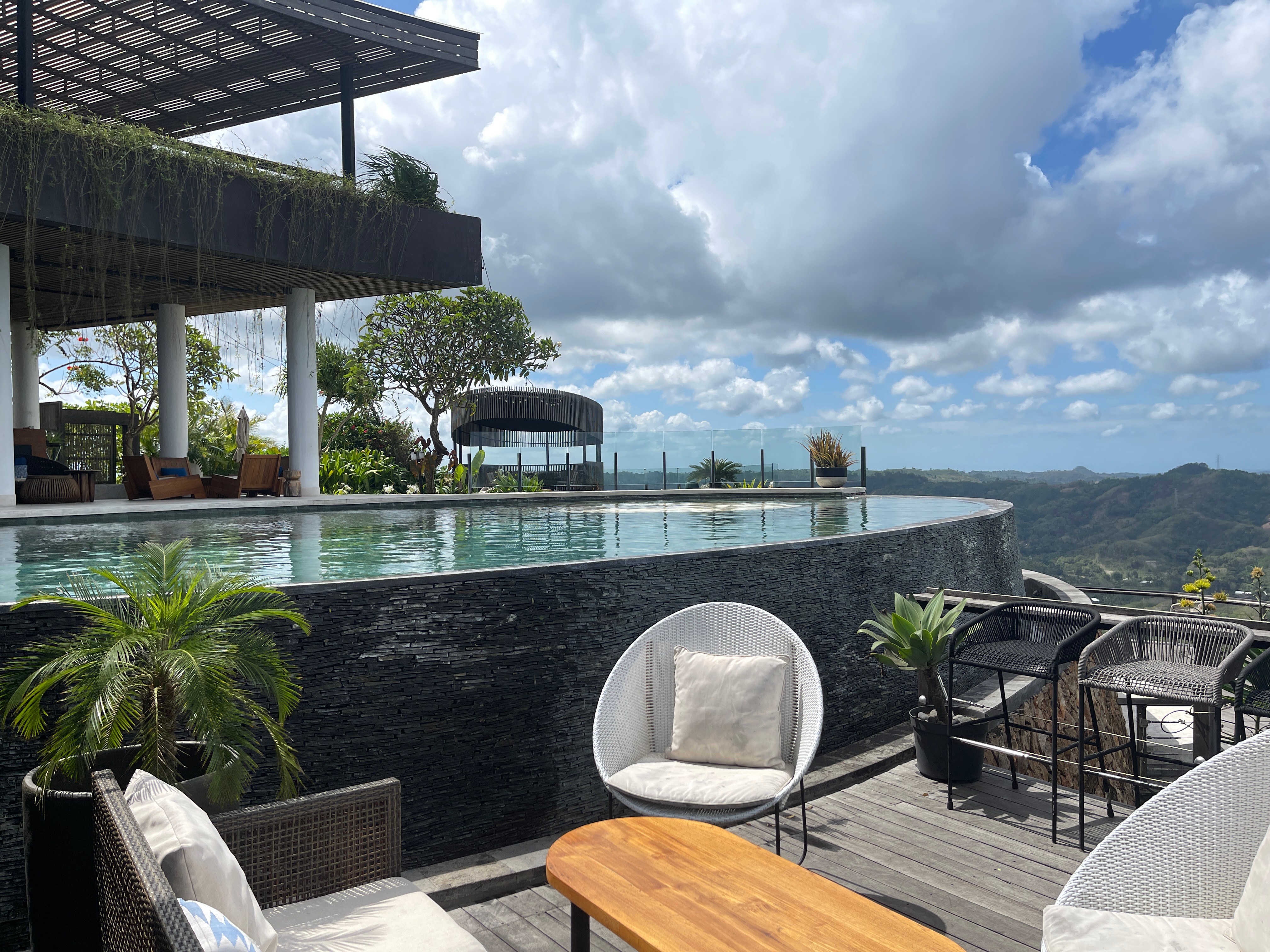 Outdoor seating near the pool at SIWA Resorts Restaurant, Kuta Lombok